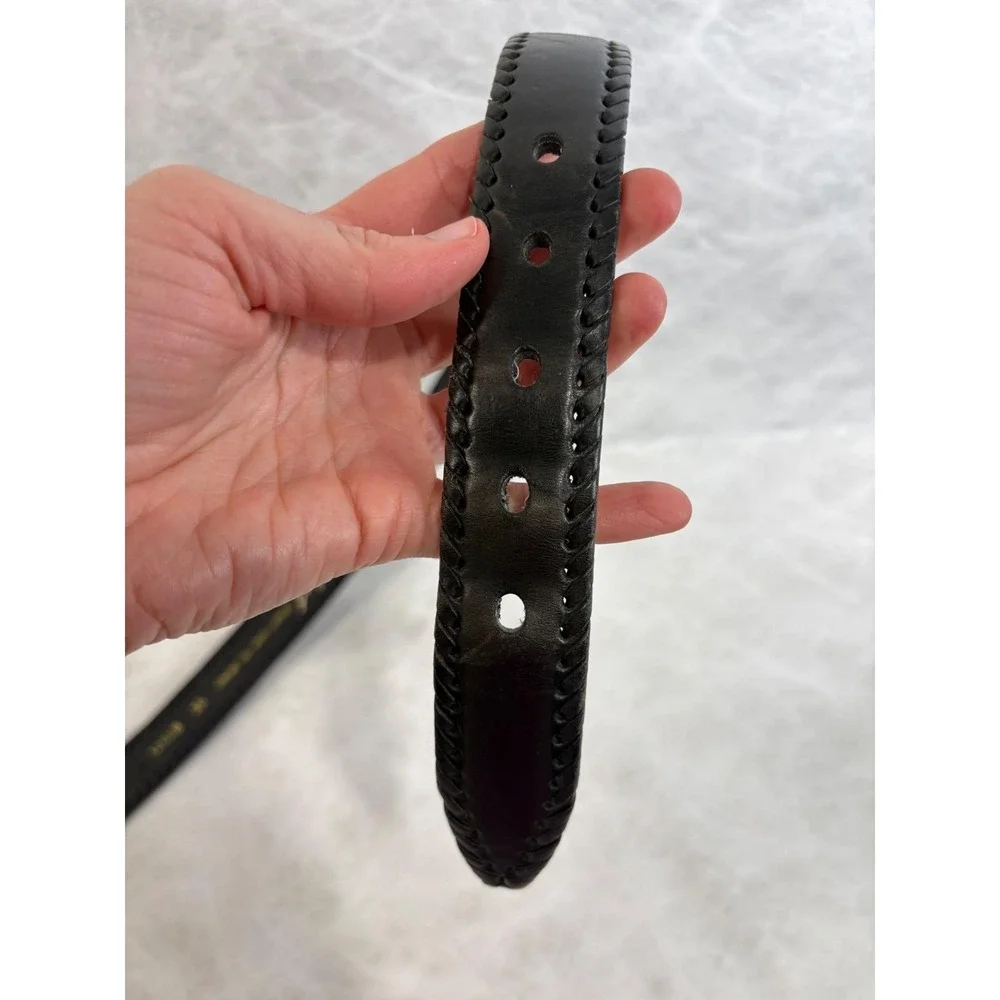 Billy Belts Vintage Mens 36 Black Full‎ Grain Leather Whipstitch Belt 1203 B